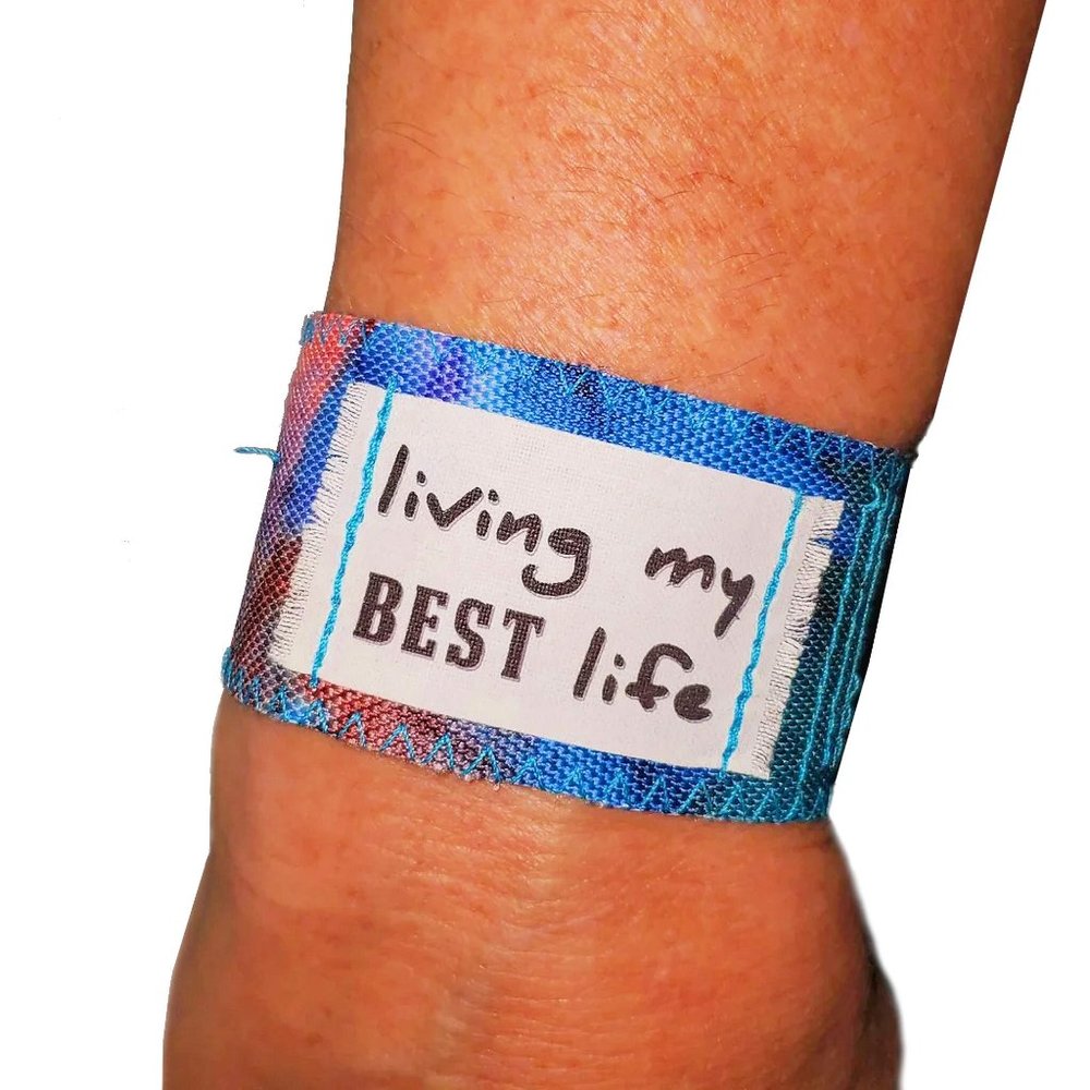 Living My Best Life Colorful Cuff Bracelet Retro Positive Good Vibes Gift